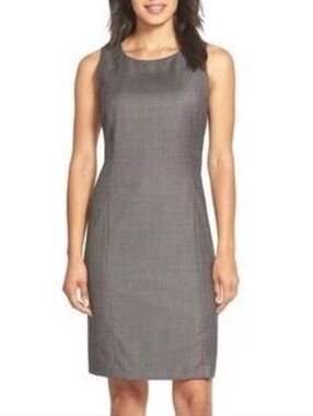 Lafayette 148 New York Black Multi Delia Suiting Sheath Dress Size 10 $498